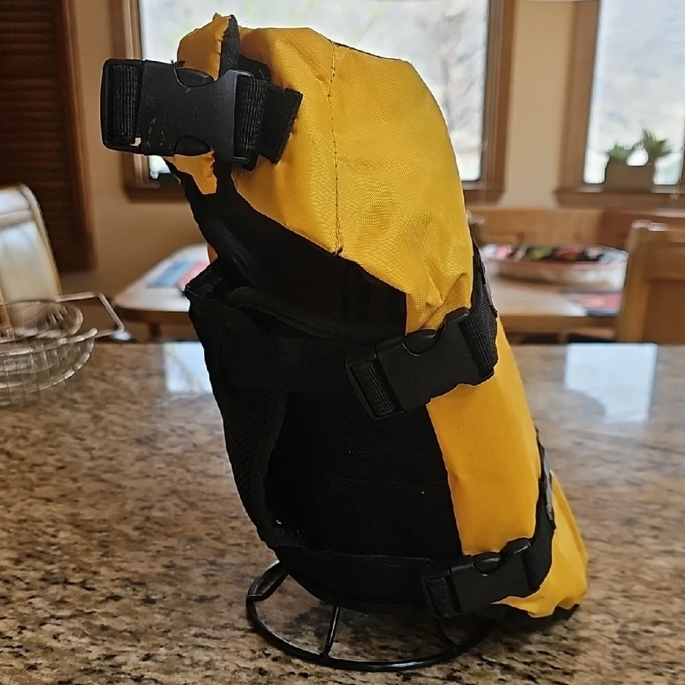 NWoT Yellow Dog Life Jacket with Black Straps fits medium size dog - adjustable